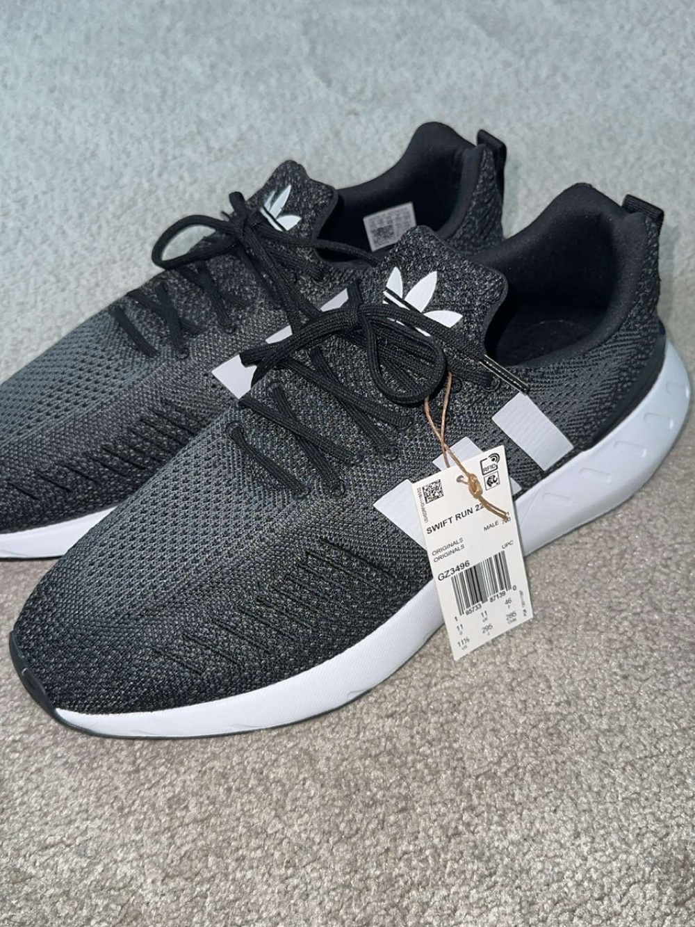 adidas Black and White Men's Knit Athletic Sneakers